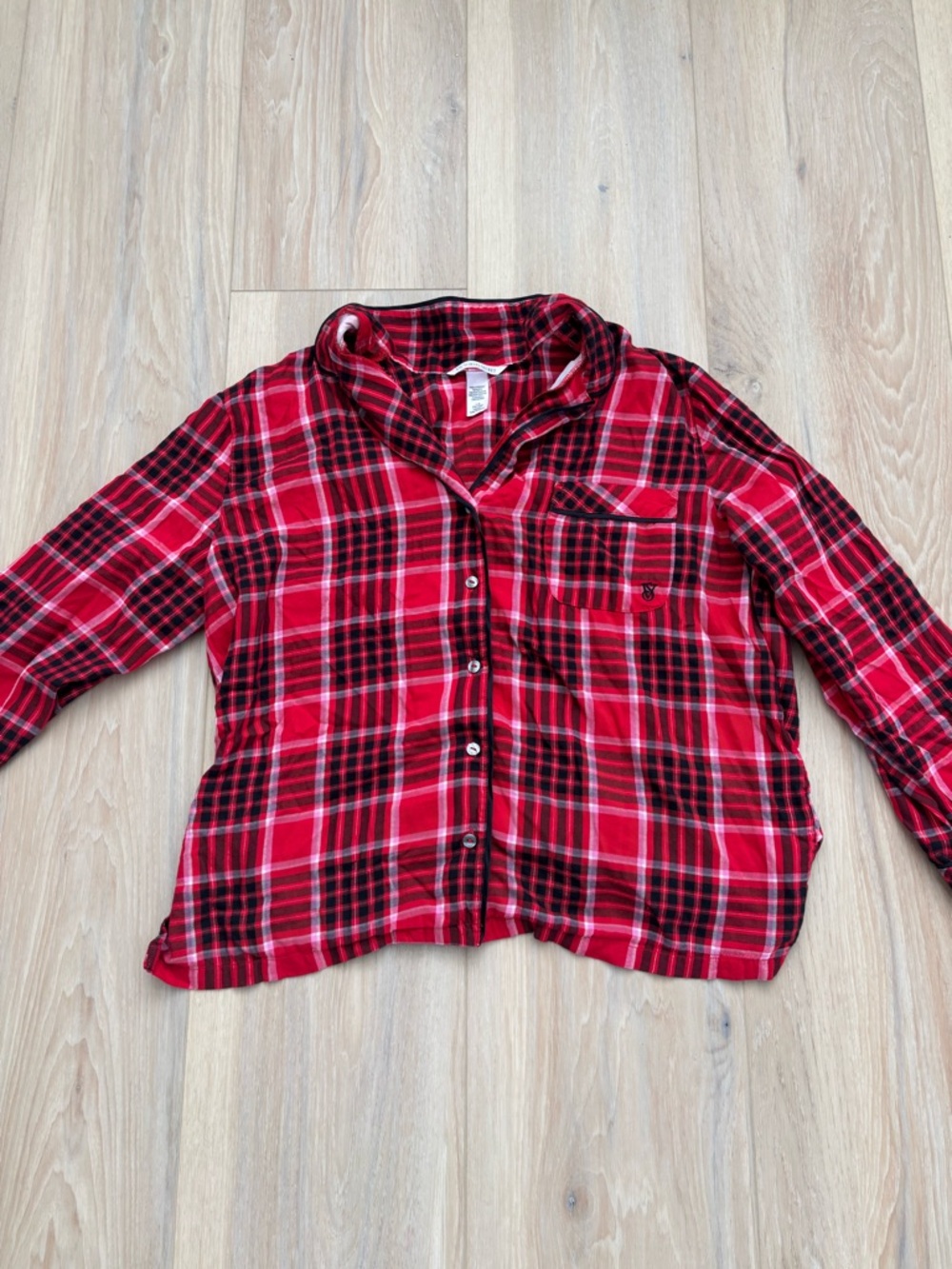 Victoria's Secret Red Plaid Flannel Pajama Top - Size Large
